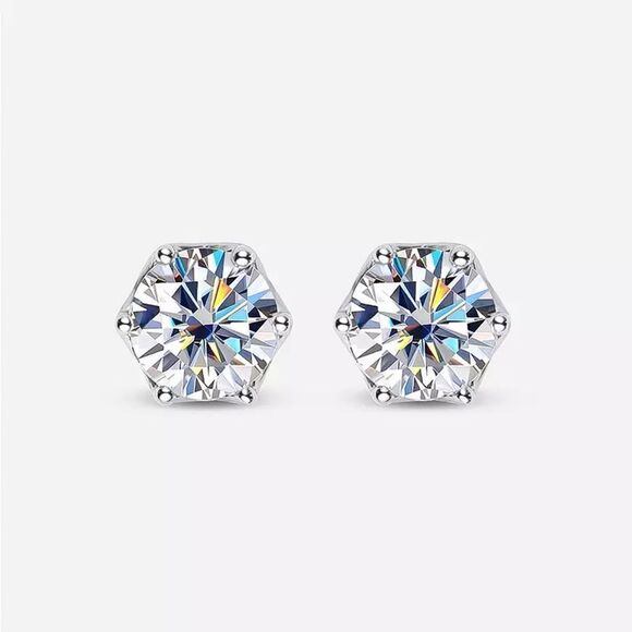 💎221💎 2 CTW DIAMOND MOISSANITE STERLING SILVER AND BLUISH GREEN STUD EARRINGS - Picture 3 of 13